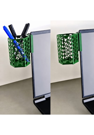 3d Baskı Monitor Kalemlik - Petek Desenli Laptop Kenar Altıgen Kalemlik-yeşil renkli