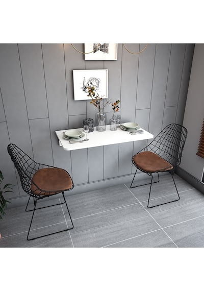 Asra Trend DMM-01 %100 MDF 90x50 cm Duvara Monte Katlanır Masa Mutfak Çalışma Masası Beyaz