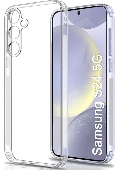 Samsung Galaxy Uyumlu S24 Kapak Kamera Korumalı Tıpalı Şeffaf Silikon Kılıf