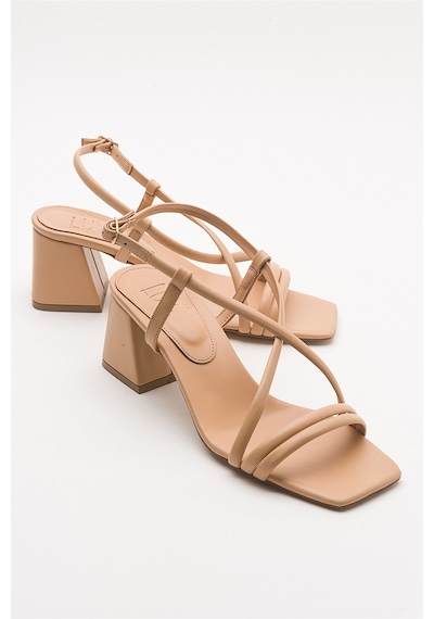 Luvishoes Daisy Koyu Bej Cilt Kadın Topuklu Ayakkabı Koyu Bej