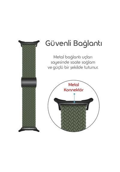 Samsung Galaxy Watch Ultra 47mm İle Uyumlu Örgü Solo Loop Kumaş Kordon Manyetik Tokalı Terleme Yapmayan Nefes Alabilen Hafif Yapılı Bilek Ölçüsüne Göre Ayarlanabilen Elastik Kayış Çok Renkli