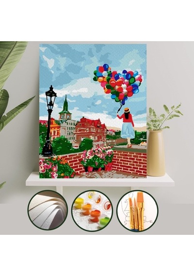 Sayılarla Boyama Tuval Seti 40X50 Cm - Balonlu Kız