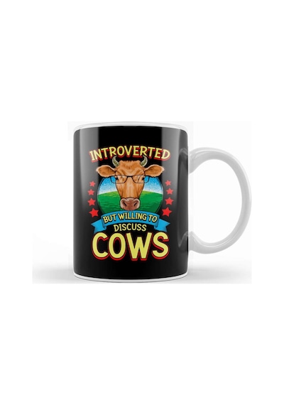 Funny Introverted But Willing To Discuss Cows Kupa Bardak Porselen No7353 Karışık