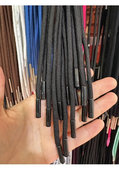 Metal Uçlu Polyester Eşorfman Kordon 5 Adet  - siyah