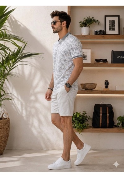 Erkek Beyaz Polo Yaka T-shirt