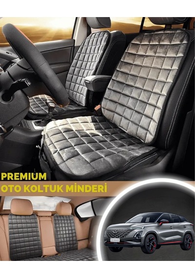 Omada 5 Koltuk Minderi Ortopedik Cepli Araç Ve Kılıf Seti Tam Uyumlu, Antrasit Renk, Konforlu Tasarım