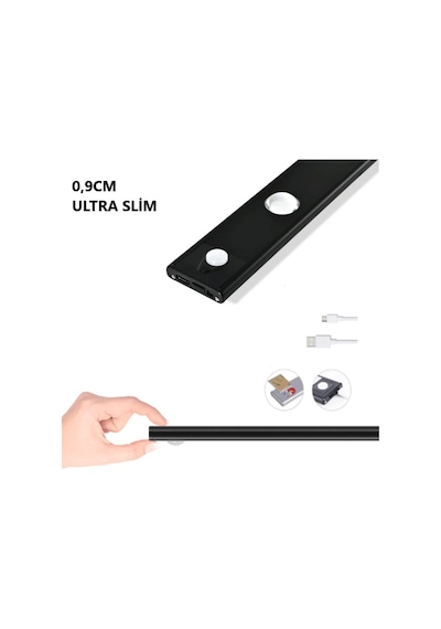 3 Adet 40cm Led Sensörlü Usb Şarjlı Mıknatıslı Mutfak,dolap Işık