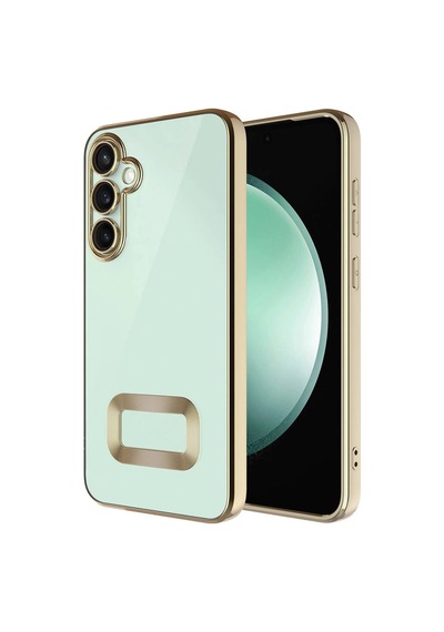 Galaxy Uyumlu S23 Fe Kılıf Kamera Korumalı Logo Gösteren Zore Omega Kapak Gold
