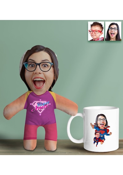 Bk Gift Kişiye Özel Fotoğraflı Pembe Süper Anne Bebek Yastık Ve Kupa Bardak Hediye Seti-5, Anneye Hediye, Anneler Günü Hediyeleri Kobitmeyencom30630 B