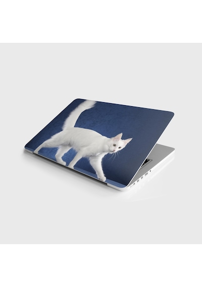 Laptop Sticker Notebook Kaplama Etiketi Beyaz Kedi