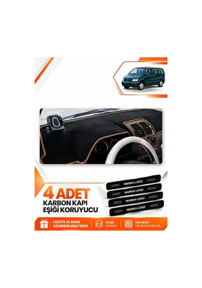 Mercedes Vıto W638 1996-2003 Uyumlu Ön Torpido Koruma Kılıfı Örtüsü - Siyah Kahverengi
