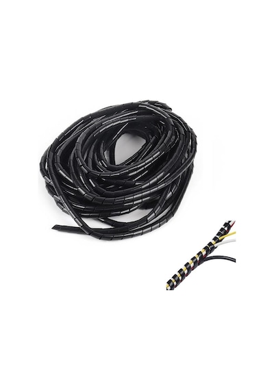 Kablo Toplama Spirali Helezon 6 Mm 10 Metre Siyah