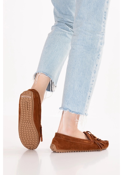 Gondol Hakiki Deri Süet Esnek Hafif Çorap Gib Rahat Loafer Sw.780 Taba Süet