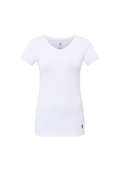 U.S. Polo Assn. Kadın Beyaz Kısa Kollu V Yaka T-Shirt 66004