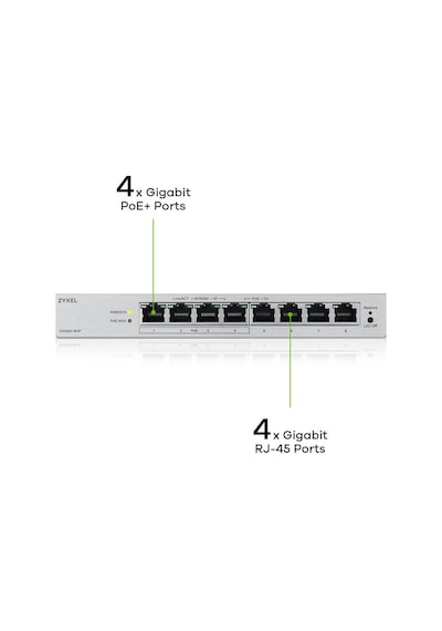 Zyxel Ağ Anahtarı 8 Bağlantı Noktası Web Yönetimli Poe+ Gs1200-8hpv3