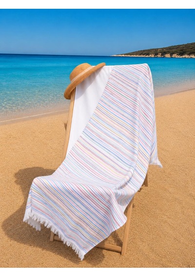 %100 Pamuk 90x170 Cm Renkli Unisex Plaj Havlusu Baveno Desen002