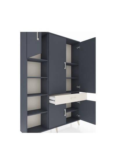 Arges Dolap 8 Raflı Tek Çekmeceli 5 Kapaklı 132x30x195 Antrasit-antrasit/aytaşı Antrasıt/aytası