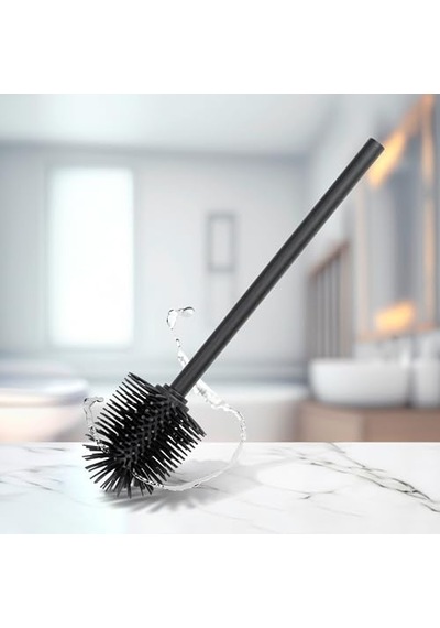 Saplı Silikon Yedek Fırça Ø 8 Cm Silikon Yedek Başlıklı Yedek Tuvalet Fırçası Siyah Çok Renkli