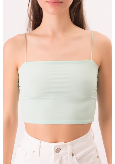 Askılı Crop Top Buz Mavisi