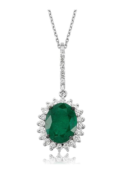 Pırlantalı Oval Zümrüt Anturaj Kolye N11.2340