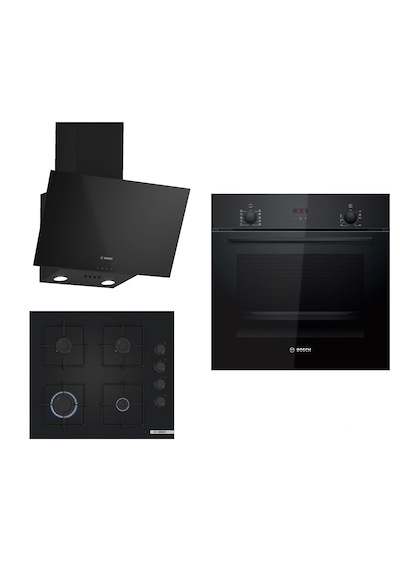Bosch HBF512BB1T - POP6C6P30O - DWK63PJ60T Siyah Ankastre Set