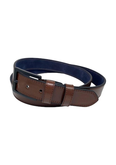 Süzer Deri 4 Cm. Battal Klasik Suni Deri Dikişli Model Kemer Lacivert Kahve