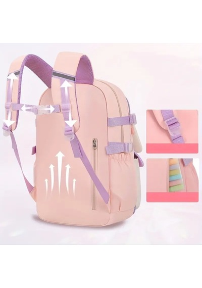 Relaxion 2175-1460 İthal Kore Tarzı Unisex Çocuk İlkokul Sırt Çantası Gülkurusu