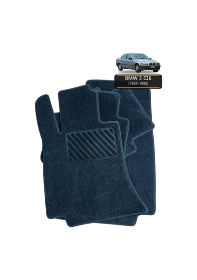 Oto Halı Paspas Seti Bmw 3 E36 1992 1999 Uyumlu Sport Kaymaz & Şık Tasarım - Siyah Logosuz