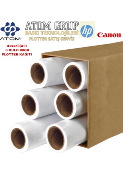 914mmx50mt A0 80 Gr 6 Rulo 1koli Atomplotter Kağıdı