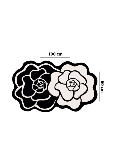 Bungari Rose Banyo Paspası 60x100cm Kaydırmaz Tabanlı Siyah