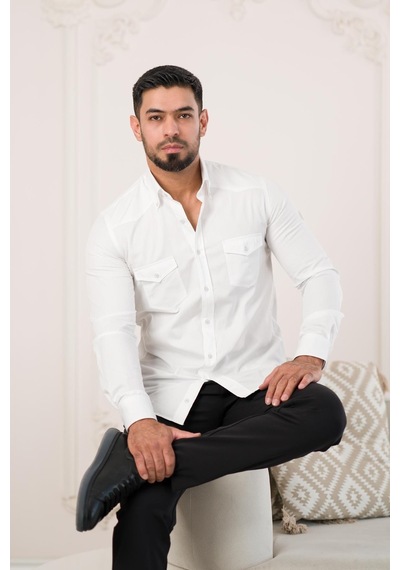 Paul Martin Çift Kapak Cepli Pamuklu Slimfit Gömlek 001 Paul Martin Çift Kapak Cepli Pamuklu Slimfit Gömlek 001