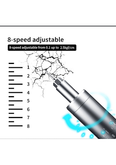 Tbk 008 Ayarlanabilir Torklu Akülü Elektrikli Tornavida 8 Kademeli 2.5 Kgf/cm 24 Uçlu 700mah Hassas Mini Tornavida Seti