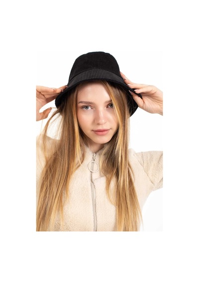Ladycolor Şapka Kadife Bucket Siyah