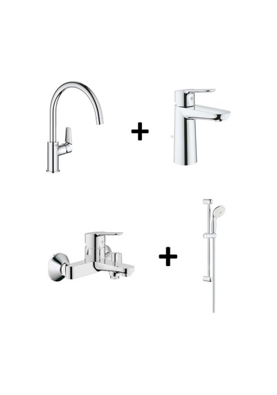 Grohe Bauedge Batarya 4'lü Set 31367001 Gümüş