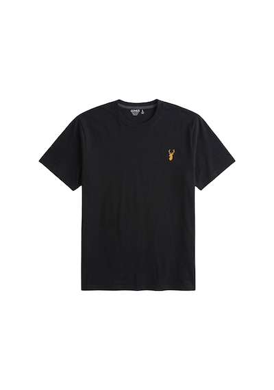 Genius Store Erkek Siyah Tişört %100 Pamuk Süprem Basic Tişört Bisiklet Yaka Nakışlı T-shirt Erkek-2li Gri-siyah