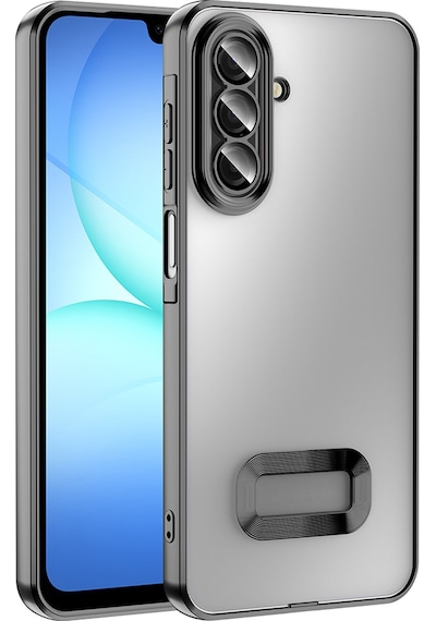 Samsung Uyumlu Galaxy A17 Kılıf Kamera Korumalı Logo Gösteren Zore Omega Kapak Siyah