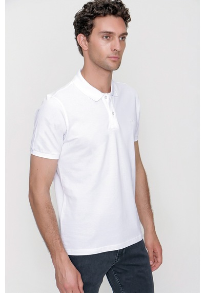 Morven Erkek Beyaz Basic Polo Yaka Dynamic Fit T-shirt 25yc018012600 Beyaz
