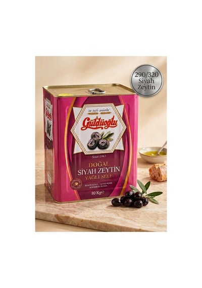 Yağlı Sele Siyah Zeytin 10 Kg Teneke Kutu 290-320 Kalibre Orta Boy