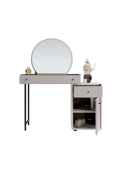 Dior Aynalı Makyaj Masası - Vizon 108x134x47 Cm