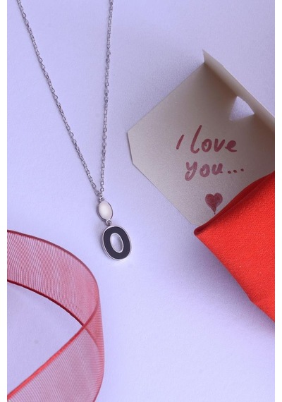 Innuendo Jewelry 925 Ayar Gümüş O Kolye Gümüş - Siyah