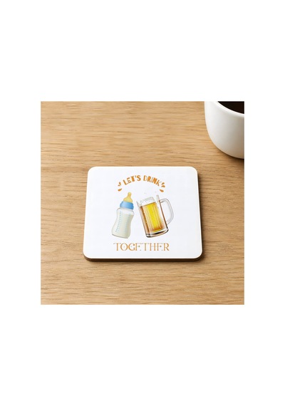 Lets Drink Baskılı 9x9 Cm Kare Mdf Bardak Altlığı Ahşap Çok Renkli