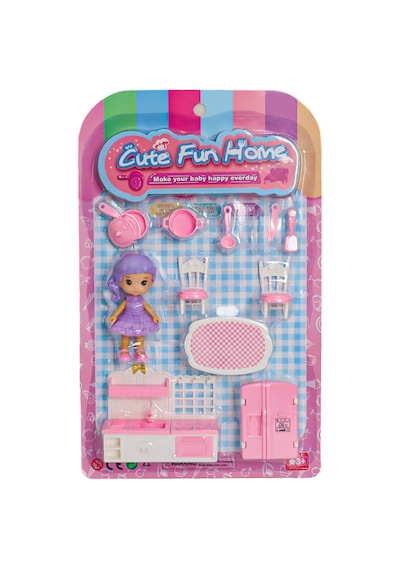 Mini Mutfak Aksesuar Setli Bebek Mor Saçlı