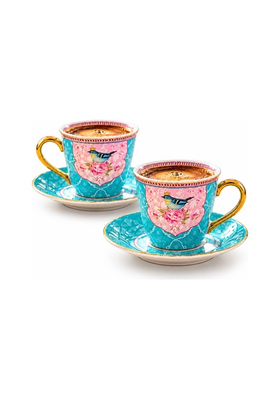 Royking Nice Qush Mavi 2 Kişilik Porselen Kahve Fincan Takımı - 100 Ml