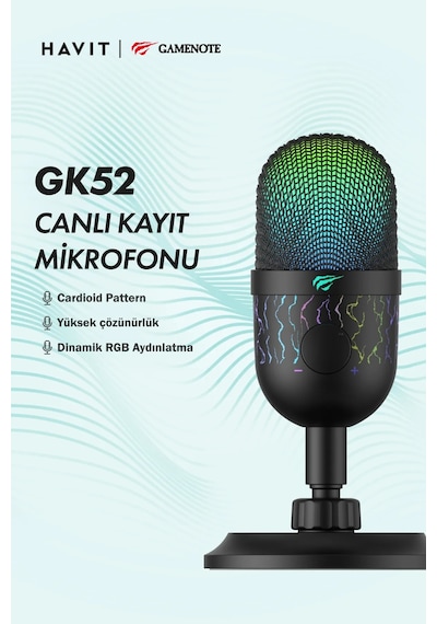 Havit Gamenote GK52 RGB Profesyonel Oyuncu Yayıncı Mikrofonu