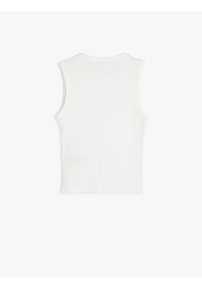 Koton Slim Fit Pamuklu Kolsuz Bisiklet Yaka Fitilli Atlet Beyaz 5sak10205ek Beyaz