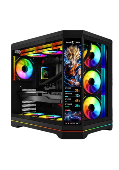 Gametech Vision V2 7x Argb Fanlı Lcd Ekranlı Oyuncu Bilgisayar Kasası Siyah