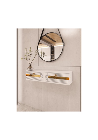 Heras 90 Cm Duvara Monte Kapaklı Raflı Makyaj Masası Dresuar Beyaz-altın Beyaz-altın Heras 90 Cm Duvara Monte Kapaklı Raflı Makyaj Masası Dresuar Beyaz-altın Beyaz-altın