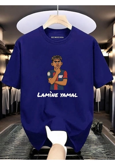 Lamine Yamal Baskılı Tişört Saks Mavisi