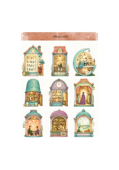 Tiny Shop Sticker Set Minyatür Dükkanlar Temalı Etiket Seti -ajanda Scrapbook Journal Planner - 939226303 Diğer