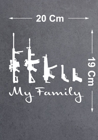 Silah Ailesi My Family Sticker - Araba Oto Motosiklet Karavan Cam Sticker - 00125 20x19 Cm